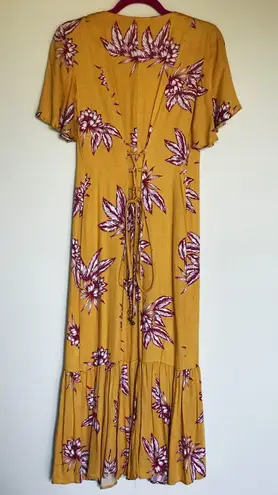 Somedays Lovin women’s Searing Soul yellow floral midi dress XS extra small