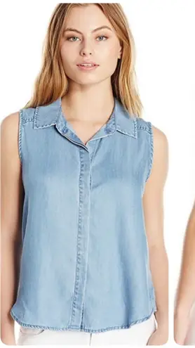 NYDJ Not Your Daughter’s Jeans Vara Indigo Sleeveless Chambray Top MCHM3463 XS
