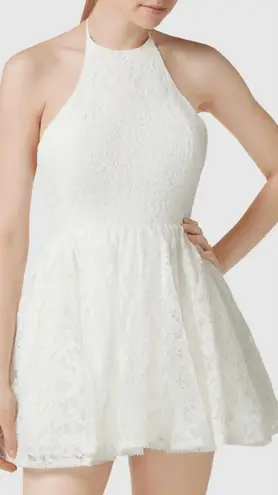 Bardot Teo Lace Mini Dress Halter Open Back White Size US 10
