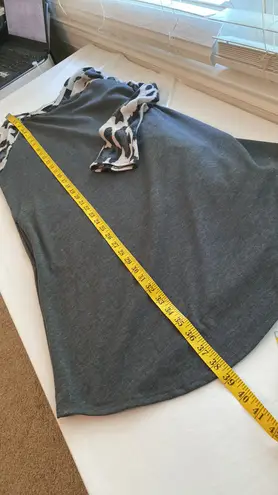 Ces Femme knit dress long sleeve below knee pockets animal print sleeves Sz LAR