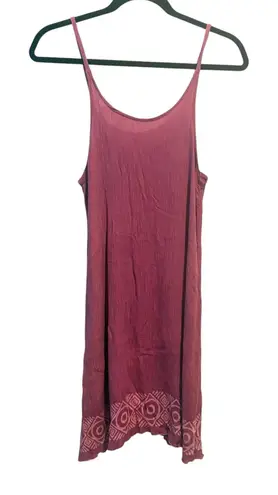 Vtg Y2K Slip Dress Cover Up S/M Crinkle Gauzy Resort Wear Festival Tribal Trim Purple Size OS