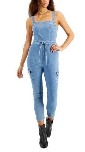 Tinseltown NWT- Juniors belted Denim Jumpsuit light wash, Size Medium