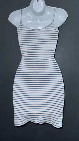 Brandy Melville Spring Bodycon Sundress Blue & White Striped Summer Dress Small