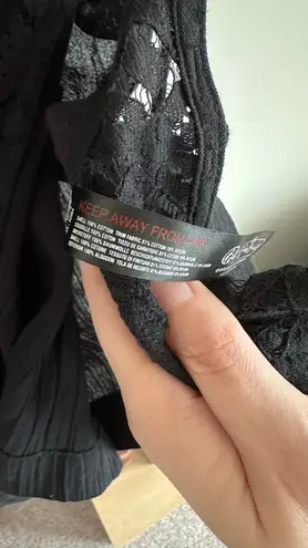 Free People  Midnight Glamour Black Cotton Crochet Open Side Tie Tank Top XS