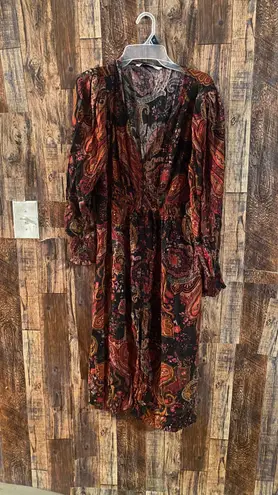 ZARA paisley dress midi v neck XXL 44 length x 17 inch