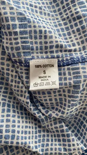 Tizzie button down blouse 3/4 sleeve Rome style navy tattersall size small NWT