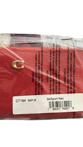 Coach NWT CONTINENTAL WALLET ( C7184) BRASS/SPORT RED