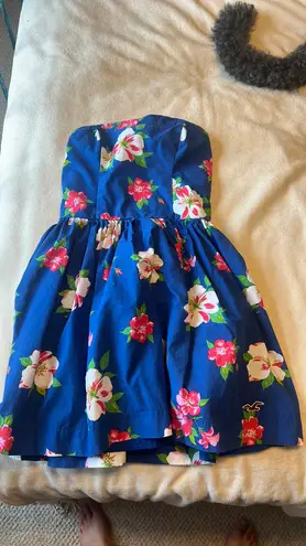 Hollister Strapless Blue Floral Dress