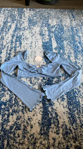 Camila Coelho Logan Crop Top in Baby Blue Xlarge