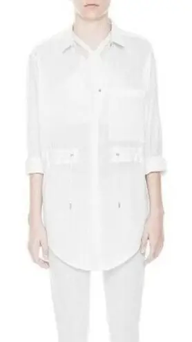 Helmut Lang  Women's MIST CRINKLE COTTON Belted Tunic Top OPTIC WHITE Large - Image 1