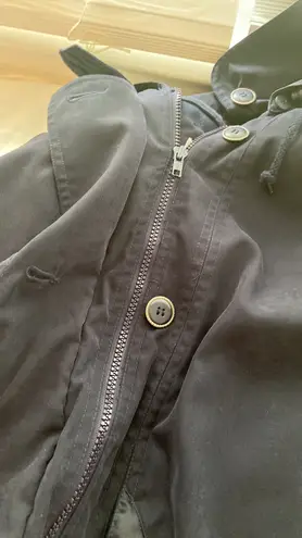 Elan coat hooded long sleeves zip out liner button/zip closure drawstrings Sz M