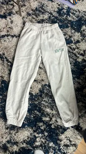 John Galt white rosa new york sweatpants