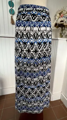 Apt. 9 Blue, Black & White Print Maxi Skirt