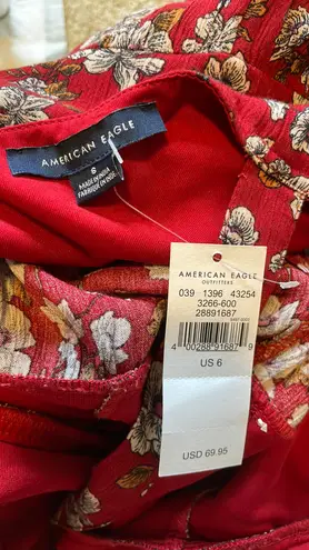 American Eagle Red Floral Jumpsuit