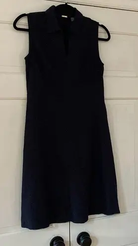 T Tahari Sleeveless Collared Linen Dress Lightweight Navy Blue Size 4 Blend