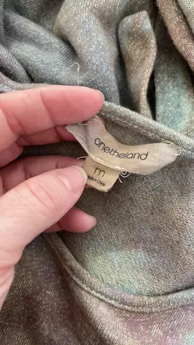 onetheland dress long sleeve unfinished hem rounded neckline sleeve ties Sz MD