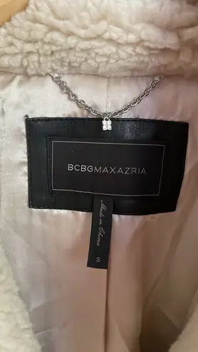 BCBGMAXAZRIA Willow Faux Fur Shearling Coat Ivory