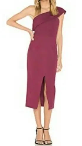 Yumi Kim That Jazz Midi Dress Burgundy One Shoulder Front Slit XS New