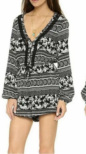 House of Harlow 1960 Ainsley Long Sleeve Boho Floral Print Romper XS