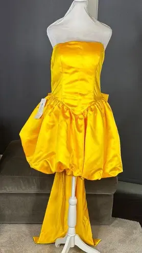 Short Yellow Strapless Homecoming Prom Dress Corset Back Bow Puffy Skirt Size M Yellow Size M