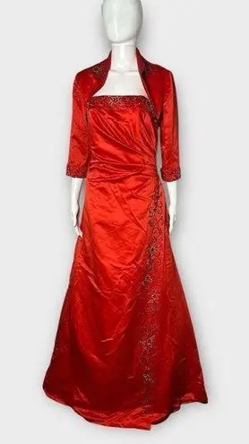 Vintage Isabella Princess Dress Bolero Jacket Women’s 8 Embroidery 2 Piece Set Red