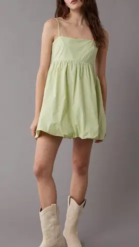 American Eagle Green Poplin Bubble Mini Dress