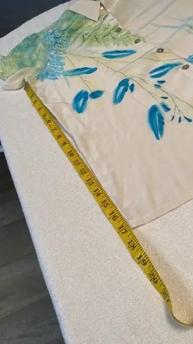 Valenti 100% silk blouse button up bead and sequin embellishments Size large White