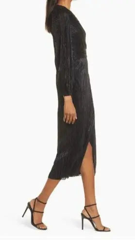 Saylor Alora Midi Metallic Dress One Shoulder Dress in Black Sz Small