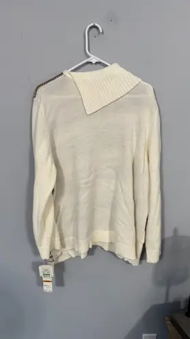 Alfred Dunner NWT Woman Beige & Cream Pullover Sweater Plus Size 3X Split Collar - Image 9