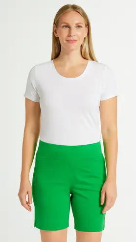 Belle by Kim Gravel Women’s Ponte Bermuda Shorts – Lush Green Size 2 NWOT