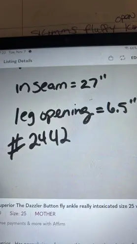 MOTHER Denim Mother Superior The dazzler Button Fly Ankle Really Intoxicated Size 25 Women