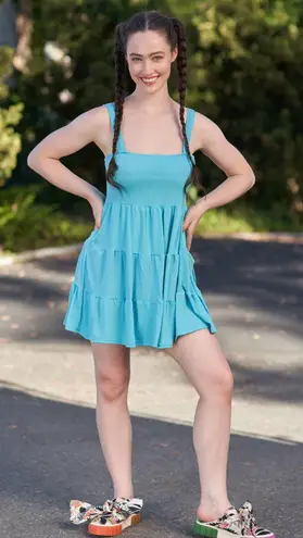 The Comfy And Ready Bella Babydoll Mini Dress Size Large In Teal
