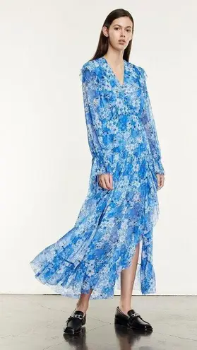 The Kooples ππ Long Dress ~ Blue Floral Print Size 3 = EU 40 Large