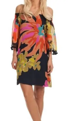 Trina Turk Amaris Floral Tassel Off Shoulder Dress 2