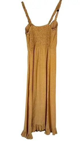 Faithfull the Brand Noemie MIDI Dress Yellow Striped Ruffle Tank Revolve US 6