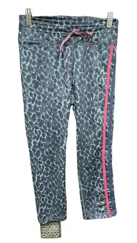 The Upside Snow Leopard Drawstring Crops Leggings Gray Size Small