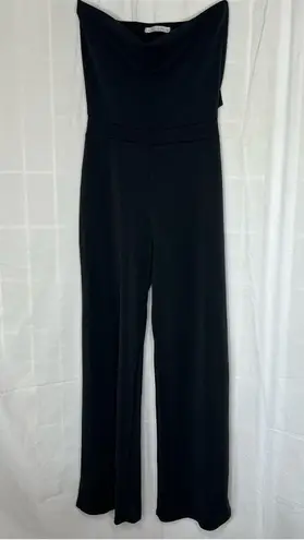 Wasabi + Mint Take A Minute Wide Leg Strapless Jumpsuit in Black small