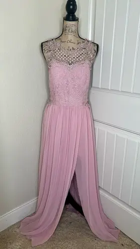 City Triangles NTM: David’s Bridal Blush Pink A-Line Gown with Gemstones Sz 17