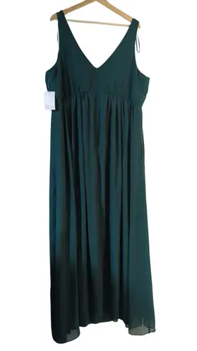 Birdy Grey Laurie Chiffon Emerald Green Maxi Dress Bridesmaid Womens Plus 2X NWT