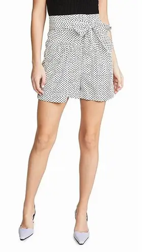 La Vie Rebecca Taylor Corinne White Black Polka Dot High Rise Tie Waist Shorts L Size L