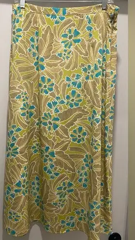 Sag Harbor Vintage Retro 80s 90s Lime Green Floral Print Maxi Skirt