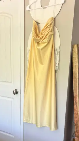 Hello Molly Forever Trend Strapless Satin Maxi Dress Yellow