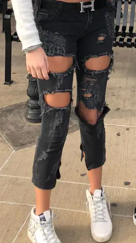 One Teaspoon “Trashed FreeBirds” Ripped Black Jeans