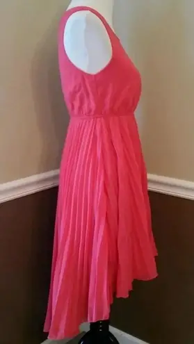 YA Los Angeles Coral Pink Pleated High Low Hem Sleeveless ModCloth Dress by