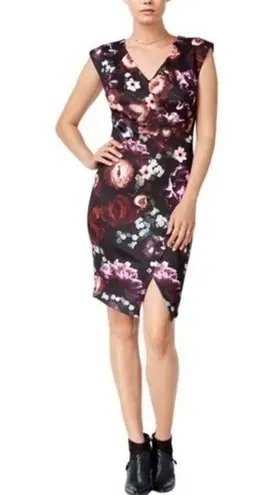 The Bar  Ill Womens Floral Print Envelope Sheath Dress  Size Large