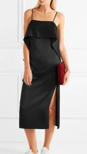 Elizabeth and James Marlee Black Satin Sleeveless Pullover Midi Dress NEW