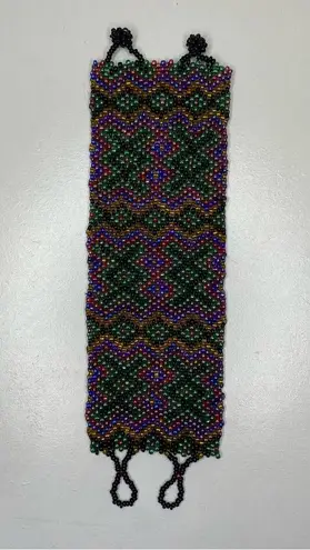 Bundle of FOUR Band Wrap Bracelets Stone Detail Beaded Cuff Black