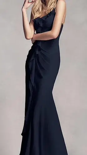 Vera Wang  midnight blue long bridesmaids dress