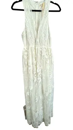 Southern Fried Chicks Southern Fried Chic White Lace Gown Sleeveless Maxi Dress Wedding Prom Womens M