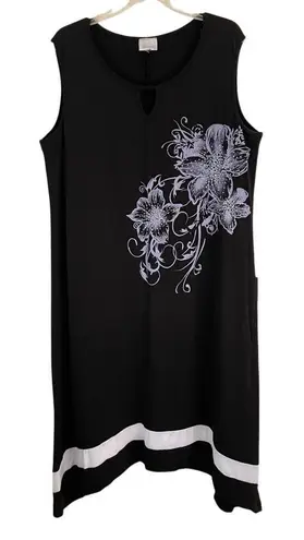 Avenue asymmetric maxi dress women’s 18/20 handkerchief black floral sleeveless